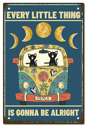 CREATCABIN Fase Lunar Cartel de Chapa de Metal Pintura Vintage Cartel Placa Retro Cartel de Hierro Mural Colgante Arte de la Pared Decoración para Baño Restaurante Hogar Cafés Bar Decoración 20x30 cm