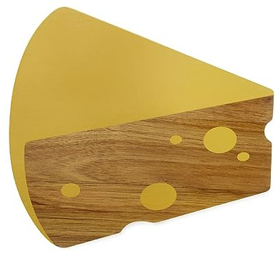 Balvi Tagliere Formaggio Maasdam Colore Marrone, Giallo A Forma di Fetta di Formaggio Legno 1,8x28x30