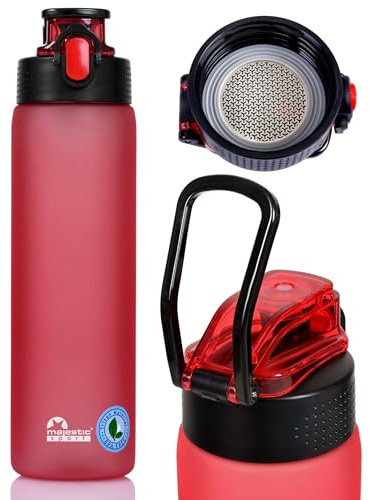 Majestic Sport Okosei Trinkflasche 750ml, Wasserflasche BPA-Frei, Tritan, gym flasche, Sportflasche für Fahrrad, Outdoor, Fitness, Leicht, Stoßfest, Wiederverwendbar, Rot.