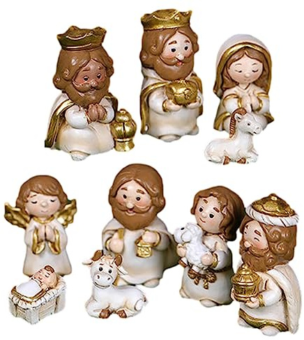 Besreey Presepe di Natale in Ceramica Presepe di Natale Santoni per Presepe di Natale in Resina Personaggi Crepe di Natale Figure Natività Realistiche per Decorazione Domestica Regalo Natale