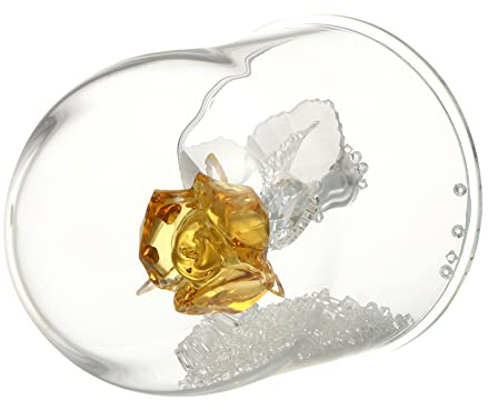 TOPBATHY Crystal Rose Ornament Faux Flowers in Glass Dome Handmade Figurine for Valentine's Day Decoration