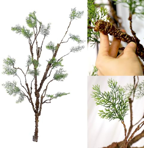 Fosolasi 39.3in Bendable Artificial Pine Tree Bark Branches Trunk Fake Wood Root Twigs Plants Vines Garland With Green Leaf For Wall Hanging Reptile Outdoor Home Room Jungle Halloween X'mas Decoration