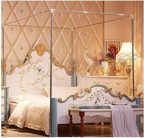 Betthimmel-Bettrahmen aus Edelstahl, 4 Ecken, Moskitonetz-Halterung, Himmelbett-Himmelnetz-Rahmenpfosten, komplettes Schlafzimmer-Dekorationszubehör, das perfekt zu Ihnen passt, 16 mm, 1,8 x
