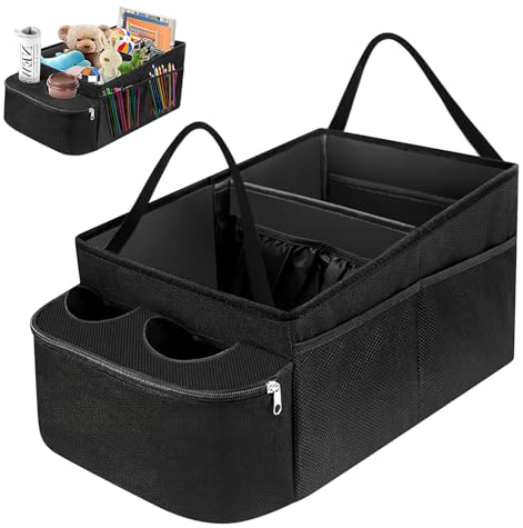 BYZESTY Auto-Organizer mit Becherhalter – Fahrzeugveranstalter Kinder für Beifahrersitz, Autositz-Organisator, Sitzveranstalter für Vorder- und Rücksitze, Fahrzeugveranstalter, Mittelkonsole, zur