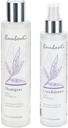 Kit Antigiallo Maschera + Shampoo Viola No Yellow Professionale Bambookì per Capelli Biondi e Grigi di Gamma+, Neutralizza Riflessi Gialli, Con Olio di Cocco Bamboo Cheratina, No SLS e Parabeni, Viola