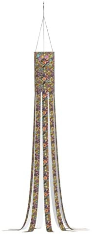 Windsack mit ethnischen Kreisen, Blumenmuster, Halloween-Serie, Geister-Thema, hängende Outdoor-Dekorationen, 150 cm