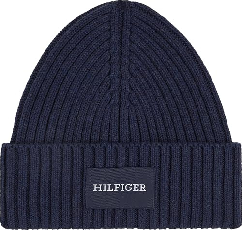 Tommy Hilfiger Monotype Patch Cotton Beanie, Mütze, Marine