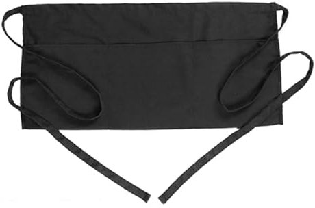 HOMOCONO Drei-taschen-schürze Aus Polyester Schwarze Kurze Kellnerschürze Für Damen Leicht Zu Reinigen Für Gastronomie Und Küche Arbeitsschürze Mit Taschen Für Servierer Und Barkeeper
