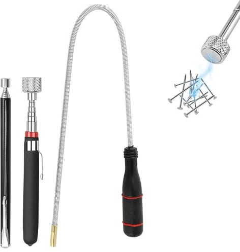 HERKINDNESS 3 Stück Magnet Teleskopstab, Tragbar Teleskop Magnetstab, Flexibel Magnetstab Ausziehbar, 3 Größen Magnetheber, für Aufheben von Schrauben, Nägeln, Schlüsseln
