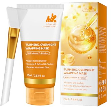 Kurkuma-Vitamin-C-Maske, tief reinigende Gesichtsmaske, Hautpflege, verbessert Mitesser, Akne, dunkle Flecken und gleicht den Hautton aus. Kontrolliert Öl und verfeinert die Poren (75ml)