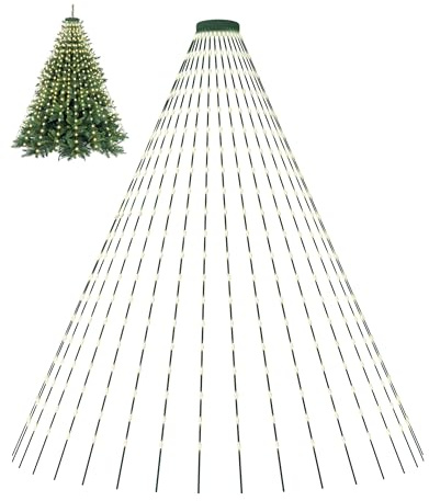 Christmas Tree Lights, 400 LED Christmas Lights with 8 Light Modes & Memory Function, 6.6FT x 16 Lines Outdoor Christmas Light with Timing Function for Christmas Decorations - Warm White