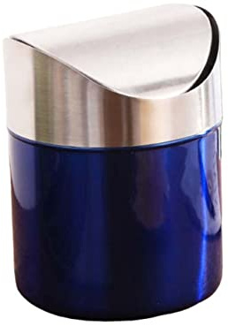 ABOOFAN Poubelle de Bureau Compacte Acier Inoxydable Conteneur Petite Corbeille de Table Pratique pour Bureau et Maison et Facile à Transporter