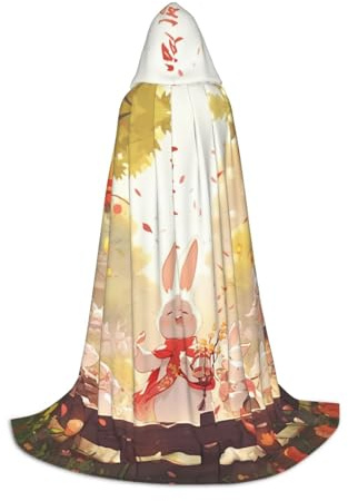 WCXTHGFA Lustiges Osterhasen-Halloween-Kostüm, mittelalterlicher Umhang mit bequemer Kapuze, für Cosplay, Partys und mehr