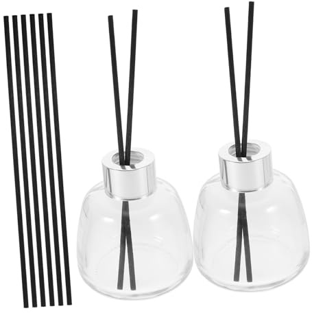 FIXOSHEE Botellas De Vidrio para Difusor Aromaterapia con Varillas Negras Frascos Vacíos Perfumadores para Hogar Práctico y Transparente