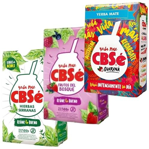 Packs Yerba Mate CBSe | Varias Variedades | Infusión Tradicional Argentina | Diferentes Sabores a Elegir (Hierbas Serranas, Frutos del Bosque y Guaraná)