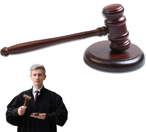 Bavooty Wooden Gavel with Sound Block Perfect,Gavel and Block Set,Wooden Judge Gavel,Round Hammer Sound Block for Judge,Lawyer,Auction Court,Company,Student