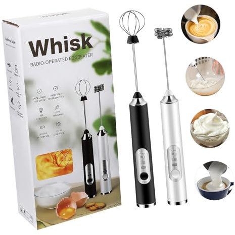 Cabilock Batidor Eléctrico De Mano Recargable 3 Velocidades Doble Cabezal De Acero Inoxidable, Espumador De Leche y Batidor De Huevo Portátil Para Café, Matcha y Repostería Uso Doméstico y Viaje
