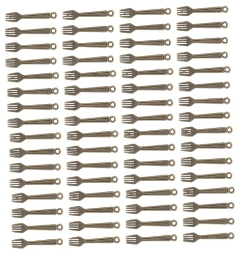 TOPPERFUN Set 100 Pezzi Ciondoli Posate Miniatura in Lega Retrò, Ciondoli a Forma di Forchetta e Cucchiaio Vintage per Creazione Gioielli Moda, Collane e Bracciali Decorativi