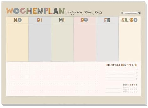 Eine der Guten Wochenplaner A5 für Kinder – nachhaltiger Wochenplan-Block mit 50 Blatt | Abreißblock aus Recyclingpapier, klimaneutral gedruckt
