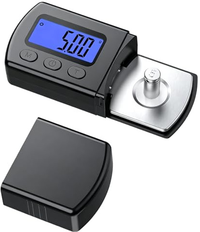 VOBOR Tester Scala Forza Puntina Digitale per Piatto del Giradischi, 0.01g/5g Misuratore Digitale per Giradischi con Retroilluminazione LCD, Testine della Forza dello Stilo per Cartuccia Phono