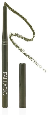 Palladio Retractable Waterproof Eyeliner, Richly Pigmented Color and Creamy, Slip Twist Up Pencil Eye Liner, Smudge Proof Long Lasting Application, All Day Wear, No Sharpener Required, Olive