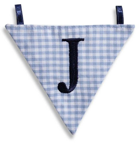 Hansekind Wimpel Wimpelkette mit Namen Buchstabe rosa od. blau Geschenk Taufe (J, Hellblau)
