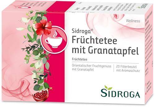 Sidroga Früchtetee mit Granatapfel: Orientalischer Fruchtgenuss mit Apfel, Hagebutte und Hibiskus, 20 Filterbeutel mit je 2 g