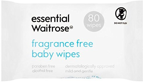 Essential Waitrose Baby Wipes Fragrance Free 80 per Pack