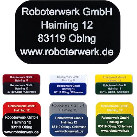 Roboterwerk Drohnen Kennzeichnungsschilder mit Lasergravur | Aluminium | 31x19mm oder 30x10mm | schwarz eloxiert | Text | e-ID und Registrierungsnummer | Aufkleber (Schwarz, 31x19mm)