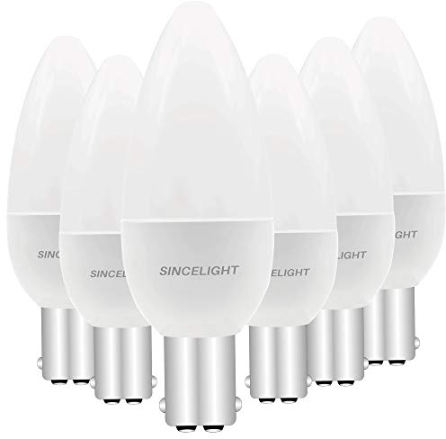 SINCELIGHT B15 BA15D LED Candle Light Bulb, B35 Shape with Milky Diffuser, 5 Watt, Neutral White 4000K, Rich&Ture Color RA≈92, 500 Lumens, 50W Equivalent, SBC Small Bayonet Cap, Pack of 6