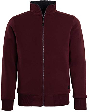 shelikes Mens Sweatshirt Funnel Neck Zip Up Jacket Winter Full Sleeves Sweat Shirt Top Wine