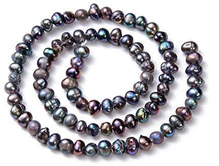 Fashewlery 2 fili di perle naturali d'acqua dolce coltivate con perle di perle 4 ~ 6 mm, colore grigio ardesia scuro per collane fai da te bracciali, orecchini, creazione di gioielli circa 90 pezzi