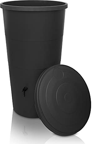 Yourcasa Serbatoio Acqua 160 litri [incluso raccoglitore di pioggia] Cisterna acqua piovana con rubinetto e coperchio – Serbatoio acqua piovana giardino - raccolta acqua piovana (antracite)