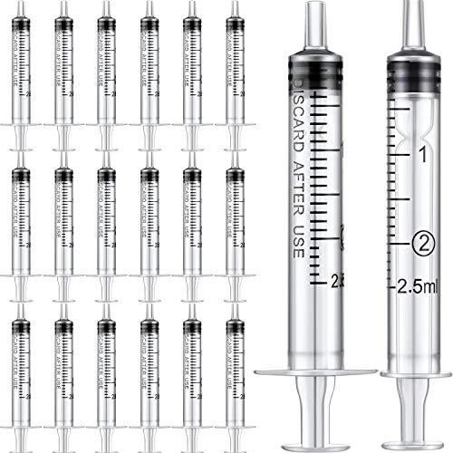 20 Packs Plastic Syringe with Measurement, Suitable for Measuring, Watering, Refilling (2.5 ml)