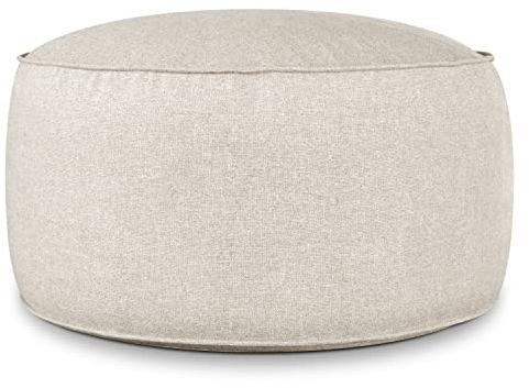 Deshome - Sitzhocker Sitzpouf Pouf rund Ø 100 cm mit abnehmbarem Polster für Innen- und Außenbereich: Sitzpouf Design für Sofa, Wohnzimmer, Schlafzimmer, Sitzhocker, Light Pouf Beige