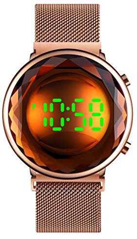 TONSHEN Damen Digitale Edelstahl Uhr LED Anzeige Uhren Fashion Elegant Kristall Armbanduhr