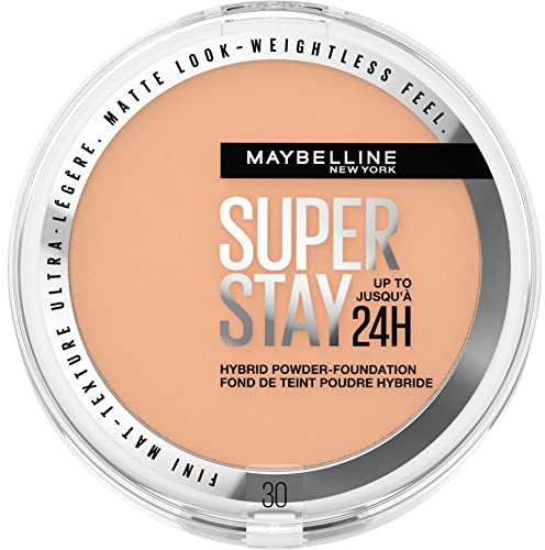 Maybelline Powder Foundation, Long-lasting 24H Wear, Medium to Full Coverage, Transfer, Water & Sweat Resistant, SuperStay 24H Hybrid Powder Foundation, 30
