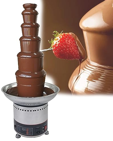 GIZMIT 4/5/6/7 Niveles Fuente de Chocolate Grandes Juegos de Fondue para golosinas, Frutas, nueces o Fiestas, Boda, máquina de Chocolate eléctrico Comercial Fondue de Chocolate para cumpleaños,6Tier