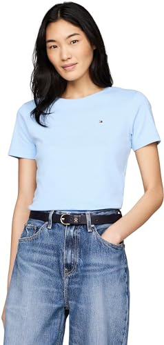 Tommy Hilfiger kvinnors nya Slim Cody C-nk Ss S/S stickade toppar, Fartyg blå, 3XL