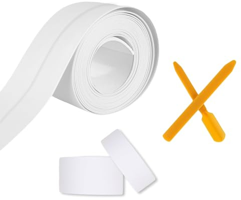 HYX 2 Rolls Bath Sealant Strip, White, 3.2m x 3.8cm, Quick Simple Seal Tape, Bathroom Sealant Tape, Waterproof Self Adhesive Seal Strip for Baths, Showers, Sinks, Windows, Worktops with Sealing Tool