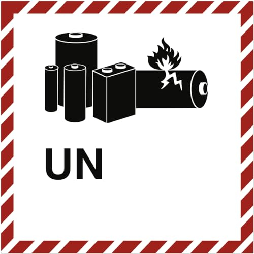 Dreifke® Gefahrzettel für Lithium-Zellen oder -Batterien, blanko, Folie, 100x100mm
