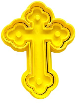 The Cookie Cutter Hub Easter Cross Cookie Cutter and Matching Embosser for Cookies Biscuits Clay Baking Decoration