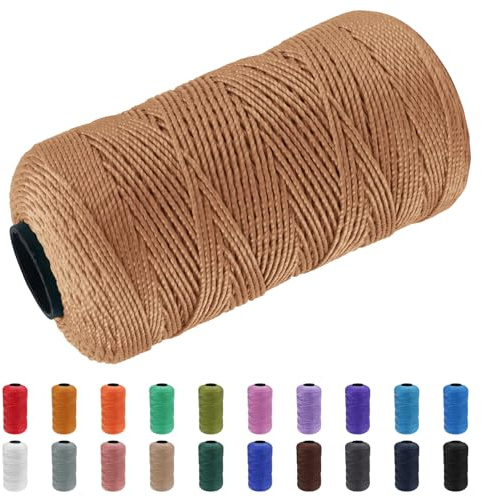 CAMAL Macrame Corda Polipropilene Filo Macrame 1.5mm Spago Colorato 200m Cordino per Borse Uncinetto Corde Colorate per Artigianato, Decorazioni per la Casa, Borsa a Tracolla (Caramello)