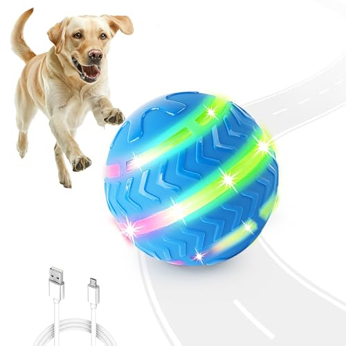 ALL FOR PAWS Interaktiver LED Hundeball für Langeweile-Bewegung aktivierte bewegliche Hundebälle Spielzeug leuchtet auf USB wiederaufladbar für Tag/Nacht Spiel