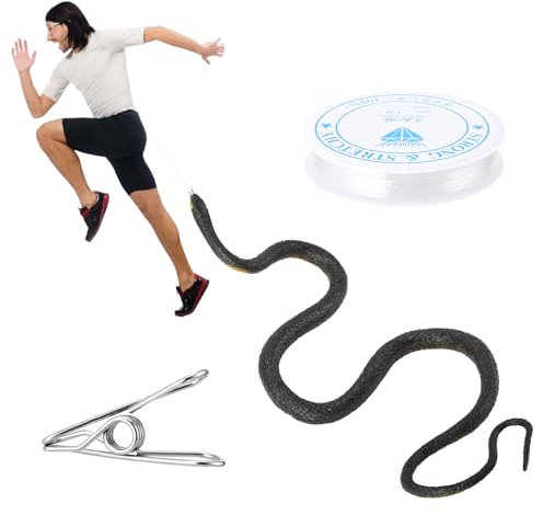 JRJRN 110cm Farce de Serpent Réaliste avec Clip de Ficelle, Kit de Farces pour Serpents, Faux Serpent pour Adultes et Enfants