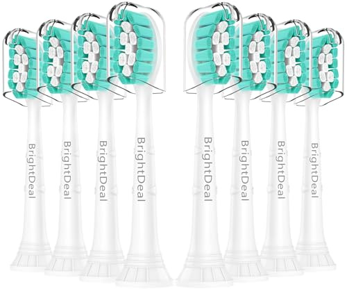 BrightDeal Ersatzbürsten Kompatibel mit Philips Sonicare Zahnbürste | Elektrische Zahnbürstenkopf Kompatibel mit Sonicare HealthyWhite, EasyClean Zahnbürste, 8 Weisse Bürstenköpfe