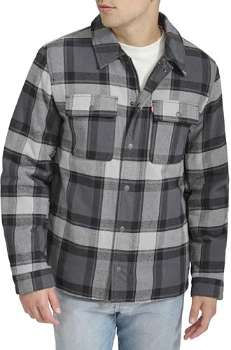 Levi's Herren Classic Plaid Shirt Jacket Jacke, Grau/Schwarz, kariert, gefüllt, XXL