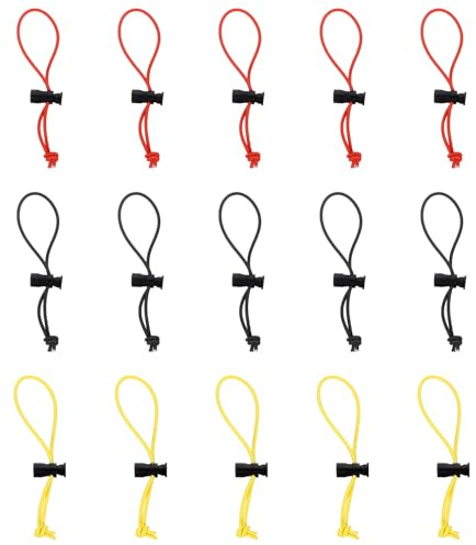 sourcing map 15pcs Elastic Cable Tie 5.9 Multipurpose Extra Thick Cable Organizer Adjustable Cable Strap Toggle Tie Reusable Tangle for Home Office Travel, Black/Yellow/Red