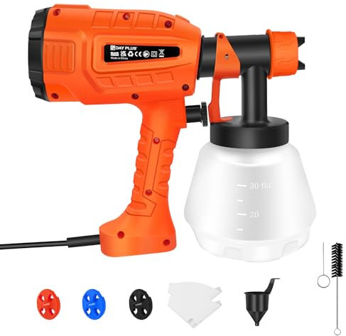 400W Elektrisches Farbsprühsystem, 3 Sprühmuster, 1000 ml Farbbehälter, Lackierpistole für Wandfarbe/Lacke & Lasuren im Innen- Außenbereich Spritzpistole inkl.3 Düsen&2PCS Filterpapier