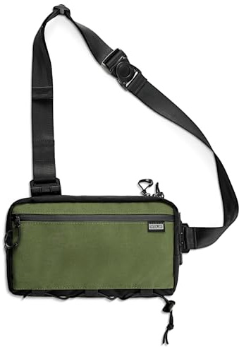 TACTICAL_GEEK Cache L4 EDC Sling-Tasche, Leichte Umhängetasche, 2.9L Hochkapazitäts-Reisebrusttasche, Ein-Träger-Rucksack für Freizeitreisen, Wandern und Outdoor-Sport, Schwarz Grün